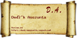 Deák Asszunta névjegykártya